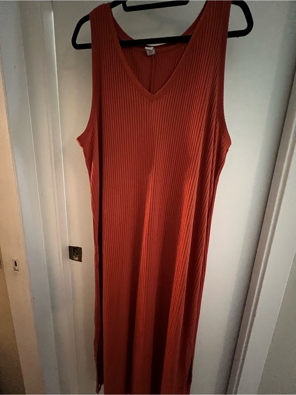 Old Navy Ribbed V-Neck Maxi Dress - Rust Orange